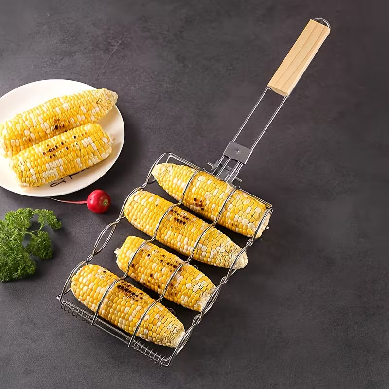 One Metal Grilling Basket for BBQ Sausages