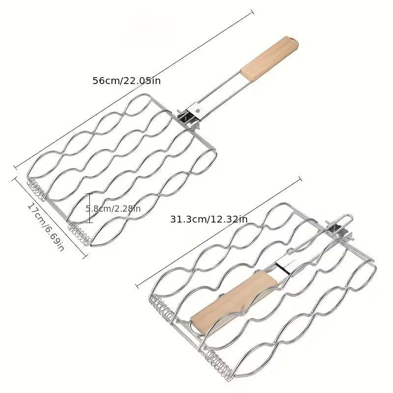 One Metal Grilling Basket for BBQ Sausages